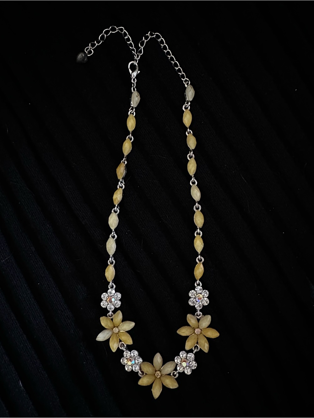 Bright Bling Yellow Floral Crystal Statement Necklace - Picture 3 of 4